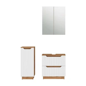 Badkamermeubelset eiken/wit gestreept 58.9x32x62.5 lotta Badkamermeubelset eiken/wit gestreept 58.9x32x62.5 lotta