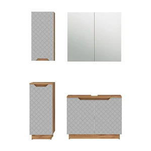 Badkamermeubelset eiken/grijs met tegelstructuur 79.6x32x62.1 lotta Badkamermeubelset eiken/grijs met tegelstructuur 79.6x32x62.1 lotta