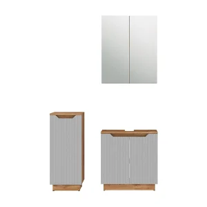 Badkamermeubelset eiken/grijs gestreept 59.8x32x62.1 lotta
