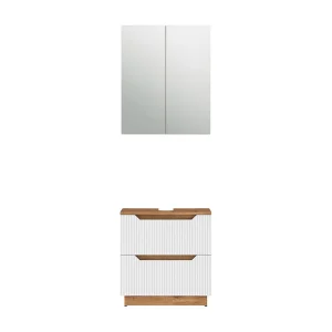 Badkamermeubelset eiken/wit gestreept 59.8x32x62.5 lotta Badkamermeubelset eiken/wit gestreept 59.8x32x62.5 lotta