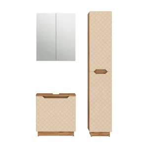 Badkamermeubelset eiken/kasjmier met tegelstructuur 59.8x32x62.1 lotta Badkamermeubelset eiken/kasjmier met tegelstructuur 59.8x32x62.1 lotta