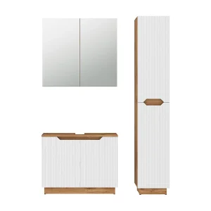 Badkamermeubelset eiken/wit gestreept 79.6x32x62.5 lotta Badkamermeubelset eiken/wit gestreept 79.6x32x62.5 lotta