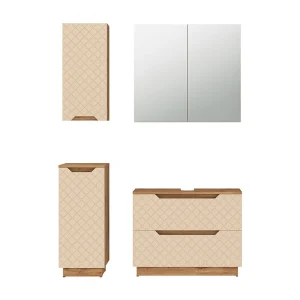 Badkamermeubelset eiken/kasjmier met tegelstructuur 79.6x32x62.5 lotta Badkamermeubelset eiken/kasjmier met tegelstructuur 79.6x32x62.5 lotta
