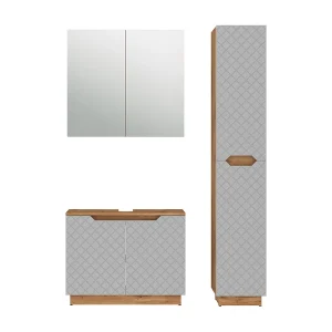 Badkamermeubelset eiken/grijs met tegelstructuur 79.6x32x62.1 lotta Badkamermeubelset eiken/grijs met tegelstructuur 79.6x32x62.1 lotta