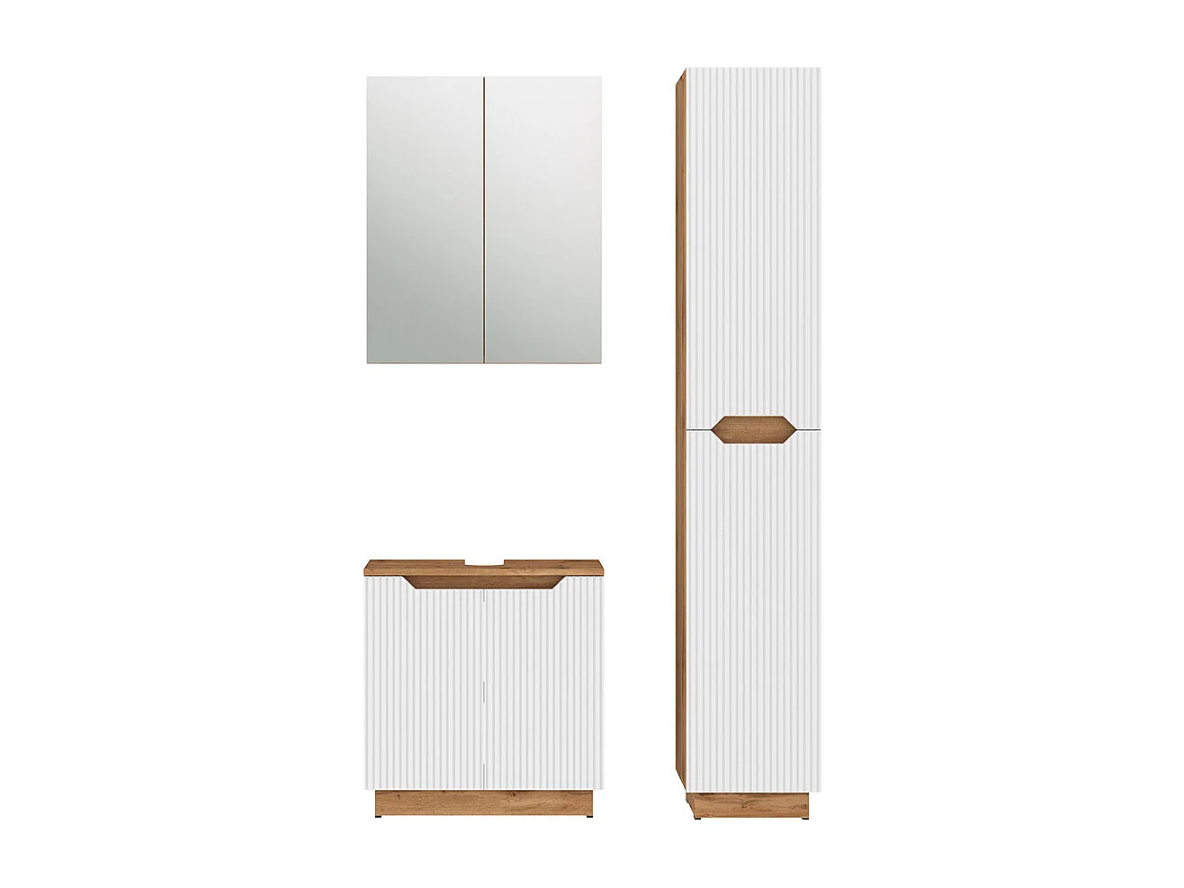 Badkamermeubelset eiken/wit gestreept 59.8x32x62.1 lotta