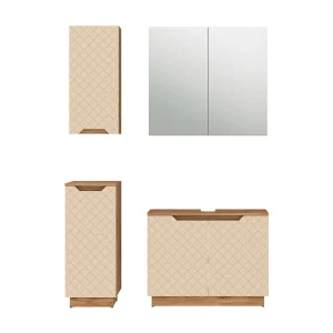 Badkamermeubelset eiken/kasjmier met tegelstructuur 79.6x32x62.1 lotta