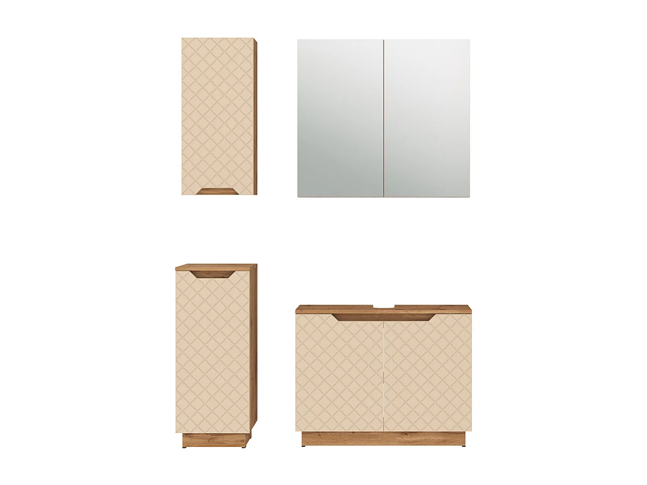 Badkamermeubelset eiken/kasjmier met tegelstructuur 79.6x32x62.1 lotta
