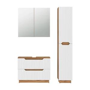 Badkamermeubelset eiken/wit gestreept 79.6x32x62.5 lotta Badkamermeubelset eiken/wit gestreept 79.6x32x62.5 lotta