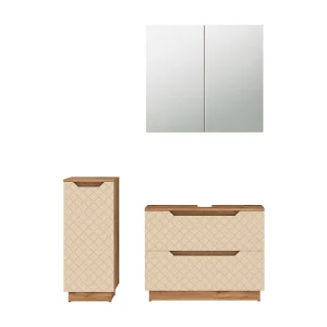 Badkamermeubelset eiken/kasjmier met tegelstructuur 79.6x32x62.5 lotta Badkamermeubelset eiken/kasjmier met tegelstructuur 79.6x32x62.5 lotta