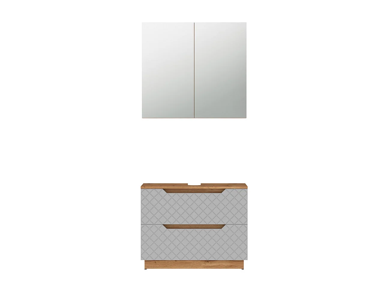 Badkamermeubelset eiken/grijs met tegelstructuur 79.6x32x62.5 lotta