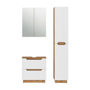 Badkamermeubelset eiken/wit gestreept 59.8x32x62.5 lotta Badkamermeubelset eiken/wit gestreept 59.8x32x62.5 lotta