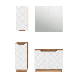 Badkamermeubelset eiken/wit met tegelstructuur 79.6x32x62.1 lotta Badkamermeubelset eiken/wit met tegelstructuur 79.6x32x62.1 lotta