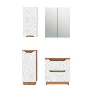 Badkamermeubelset eiken/wit met tegelstructuur 59.8x32x62.5 lotta Badkamermeubelset eiken/wit met tegelstructuur 59.8x32x62.5 lotta