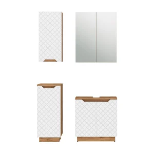 Badkamermeubelset eiken/wit gestreept 59.8x32x62.1 lotta Badkamermeubelset eiken/wit gestreept 59.8x32x62.1 lotta
