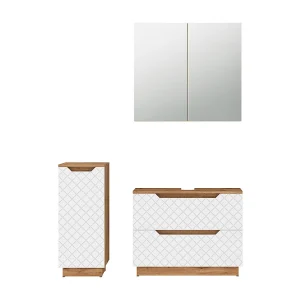 Badkamermeubelset eiken/wit met tegelstructuur 79.6x32x62.5 lotta Badkamermeubelset eiken/wit met tegelstructuur 79.6x32x62.5 lotta