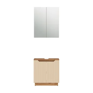 Badkamermeubelset eiken/kasjmier gestreept 59.8x32x62.1 lotta