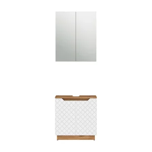 Badkamermeubelset eiken/wit met tegelstructuur 59.8x32x62.1 lotta Badkamermeubelset eiken/wit met tegelstructuur 59.8x32x62.1 lotta