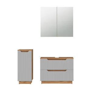 Badkamermeubelset eiken/grijs gestreept 79.6x32x62.5 lotta