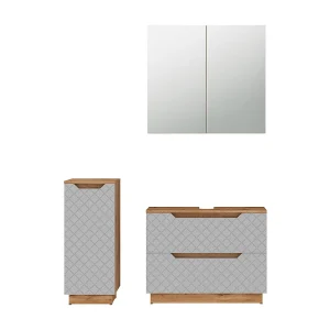 Badkamermeubelset eiken/grijs met tegelstructuur 79.6x32x62.5 lotta Badkamermeubelset eiken/grijs met tegelstructuur 79.6x32x62.5 lotta
