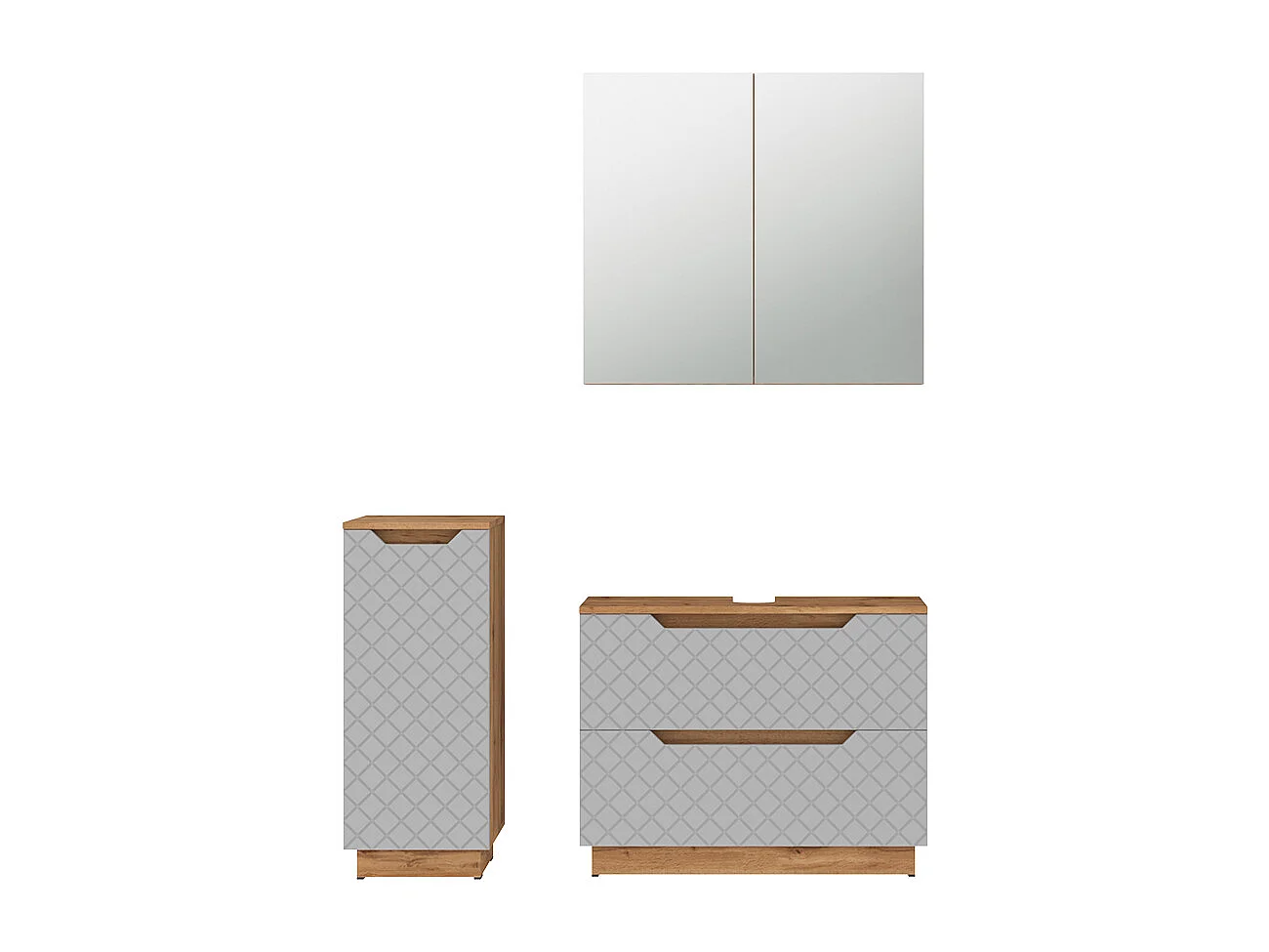 Badkamermeubelset eiken/grijs met tegelstructuur 79.6x32x62.5 lotta