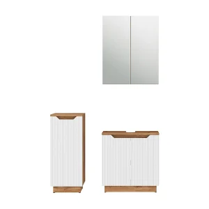Badkamermeubelset eiken/wit gestreept 59.8x32x62.1 lotta Badkamermeubelset eiken/wit gestreept 59.8x32x62.1 lotta