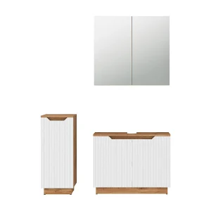 Badkamermeubelset eiken/wit gestreept 79.6x32x62.1 lotta Badkamermeubelset eiken/wit gestreept 79.6x32x62.1 lotta