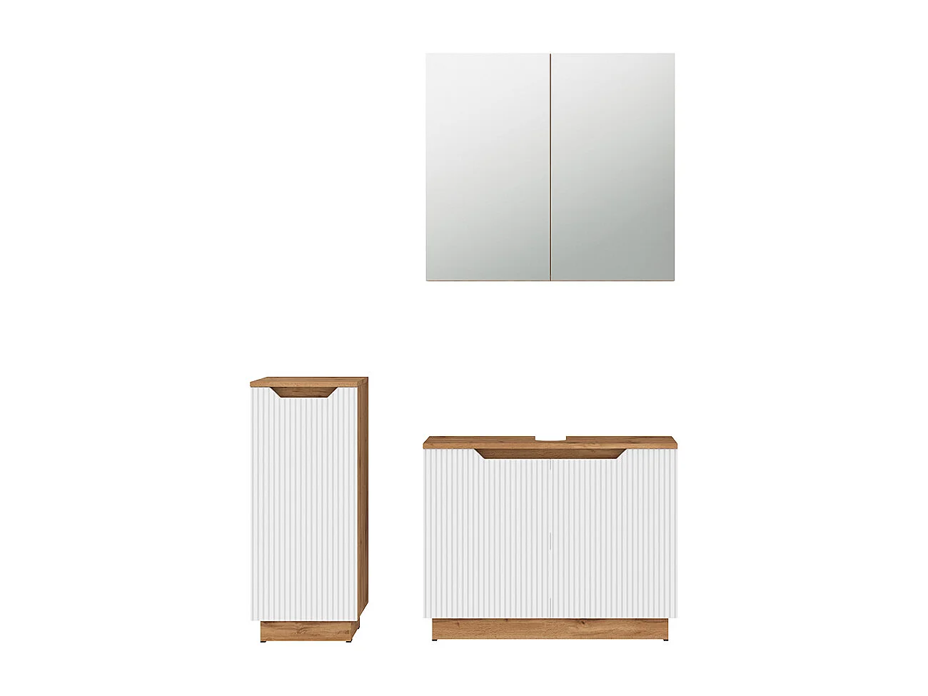 Badkamermeubelset eiken/wit gestreept 79.6x32x62.1 lotta