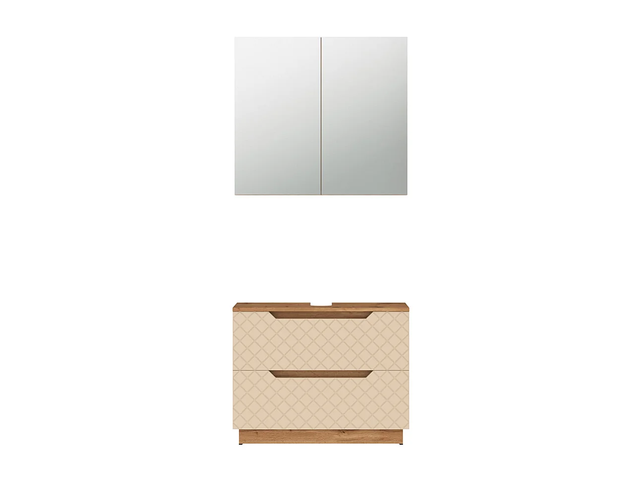 Badkamermeubelset eiken/kasjmier met tegelstructuur 79.6x32x62.5 lotta