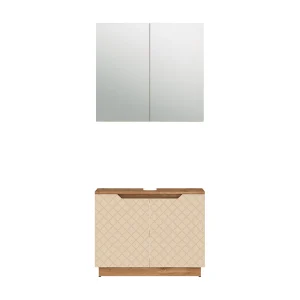 Badkamermeubelset eiken/kasjmier met tegelstructuur 79.6x32x62.1 lotta