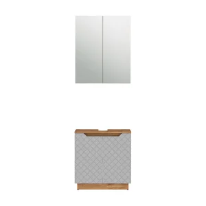 Badkamermeubelset eiken/grijs met tegelstructuur 59.8x32x62.1 lotta Badkamermeubelset eiken/grijs met tegelstructuur 59.8x32x62.1 lotta