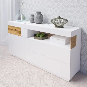 Andrea Wit en Hout 1-deurs 3-lade buffetkast Andrea Wit en Hout 1-deurs 3-lade buffetkast