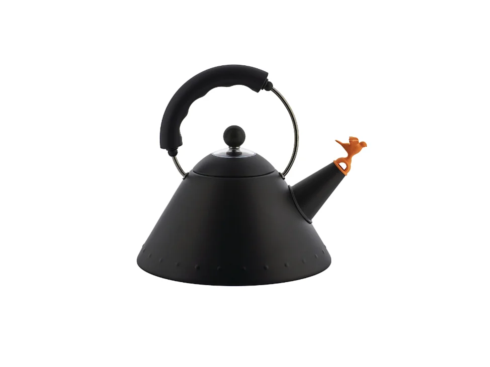 9093 BB, Zwarte Waterkoker met Fluit, Alessi