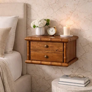 Artisan Furniture Chunky nachtkastje van massief mangohout, 2 lades, bruin