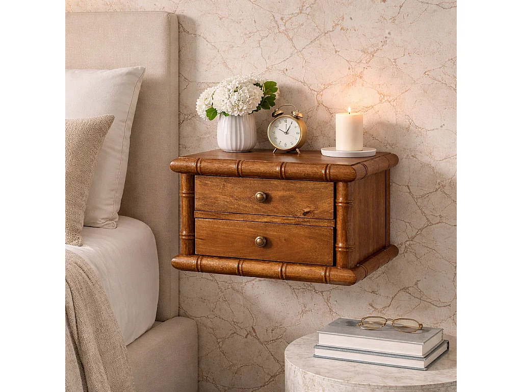 Artisan Furniture Chunky nachtkastje van massief mangohout, 2 lades, bruin