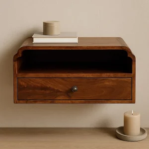 Artisan Furniture Unvorun wandnachtkastje van massief mangohout met kastanjeafwerking, 1 lade, 1 open vak, bruin Artisan Furniture Unvorun wandnachtkastje van massief mangohout met kastanjeafwerking, 1 lade, 1 open vak, bruin