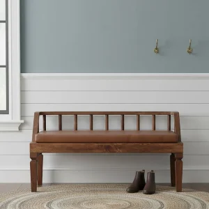 Artisan Furniture Bordeaux bank van leer, chocoladebruin, massief hout. Artisan Furniture Bordeaux bank van leer, chocoladebruin, massief hout.