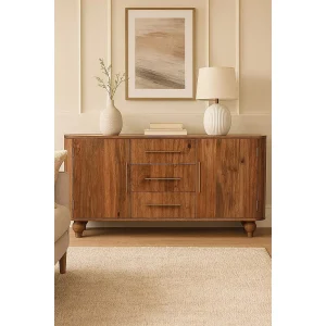 Artisan Furniture Montara buffetkast, massief hout, warm bruin, 3 lades, 2 deuren en 4 planken Artisan Furniture Montara buffetkast, massief hout, warm bruin, 3 lades, 2 deuren en 4 planken