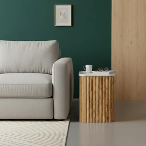 Artisan Furniture Bijzettafel Chêneish van massief mangohout met marmeren blad, lichtbruin Artisan Furniture Bijzettafel Chêneish van massief mangohout met marmeren blad, lichtbruin