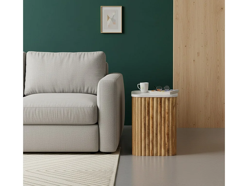 Artisan Furniture Bijzettafel Chêneish van massief mangohout met marmeren blad, lichtbruin