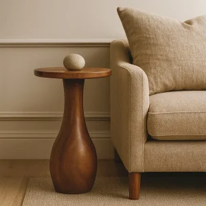 Artisan Furniture Bijzettafel Curved Base van massief mangohout, opbergruimte bovenin, bruin Artisan Furniture Bijzettafel Curved Base van massief mangohout, opbergruimte bovenin, bruin
