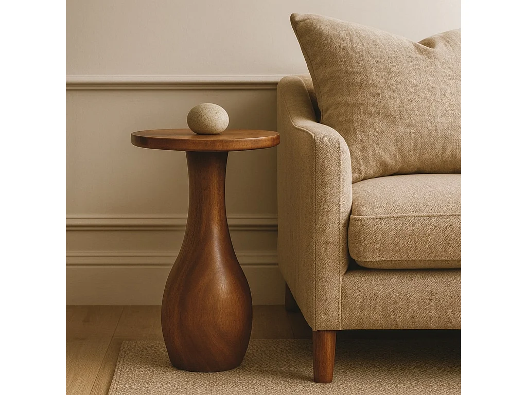 Artisan Furniture Bijzettafel Curved Base van massief mangohout, opbergruimte bovenin, bruin