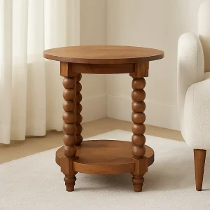 Artisan Furniture Burley Twist ronde bijzettafel van massief mangohout, opbergruimte onderaan, bruin Artisan Furniture Burley Twist ronde bijzettafel van massief mangohout, opbergruimte onderaan, bruin