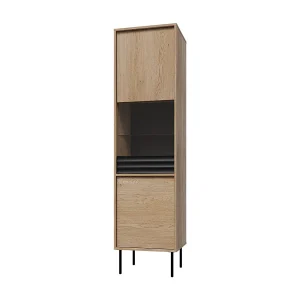 Astra Hout en Zwart 2-deurs vitrinekast Astra Hout en Zwart 2-deurs vitrinekast