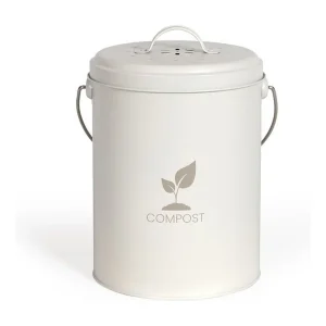 6 L keukencompostemmer metaal crème met actief koolstoffilter, compact Ø18 cm x H23 cm, modern design Livoo MES154C 6 L keukencompostemmer metaal crème met actief koolstoffilter, compact Ø18 cm x H23 cm, modern design Livoo MES154C