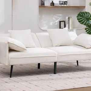 Bank 2-zits 167.5x73x70 cm – verstelbare rugleuning drie posities (100°–180°) – zachte zitkussens – wit Bank 2-zits 167.5x73x70 cm – verstelbare rugleuning drie posities (100°–180°) – zachte zitkussens – wit