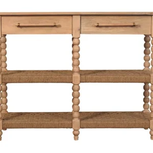 Artisan Furniture Savoy Console met spoelen en jute planken Artisan Furniture Savoy Console met spoelen en jute planken
