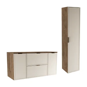 Badkamerset 120 cm Kast met blad 2D2S Kolom Fronten Frame Eiken Noten / Kasjmier Roma Badkamerset 120 cm Kast met blad 2D2S Kolom Fronten Frame Eiken Noten / Kasjmier Roma