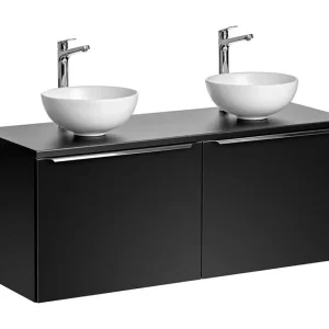 Badkamerset VANTA: onderkast 120cm + blad voor wastafel + 2 witte opzetwastafels Badkamerset VANTA: onderkast 120cm + blad voor wastafel + 2 witte opzetwastafels