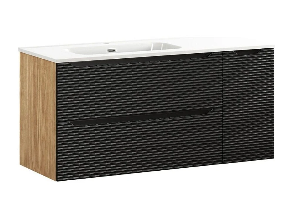Badkamerset YOKA zwart: onderkastmeubels 120 cm + inbouwwastafel