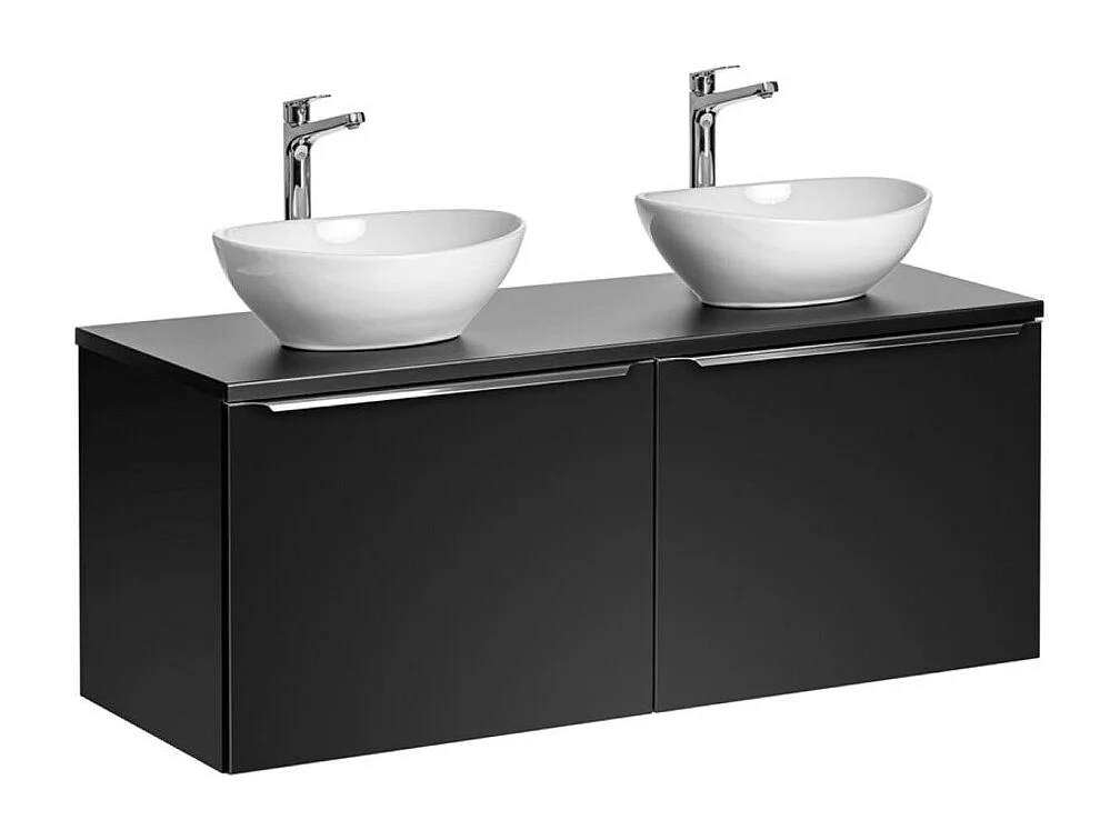 Badkamerset VANTA: onderkastmeubel 120cm + blad voor wastafel + 2 opzetwastafels